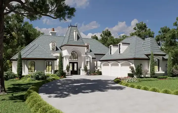 French Country house plans 63-108 - front exterior, 3,329 sq ft, 3 bed, 3 bath house plans | Monster House Plans