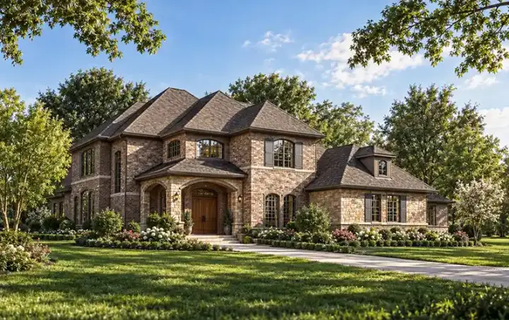 European house plans 63-129 - front exterior, 3,663 sq ft, 3 bed, 3 bath house plans | Monster House Plans