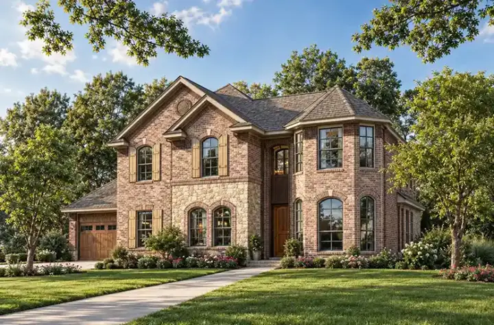 European house plans 63-133 - front exterior, 3,076 sq ft, 4 bed, 3 bath house plans | Monster House Plans