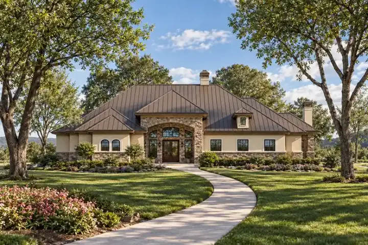 Mediterranean house plans 63-135 - front exterior, 5,497 sq ft, 4 bed, 5 bath house plans | Monster House Plans