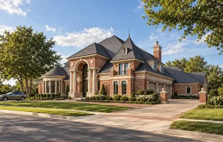 French Country house plans 63-159 - front exterior, 4,850 sq ft, 5 bed, 4 bath house plans | Monster House Plans