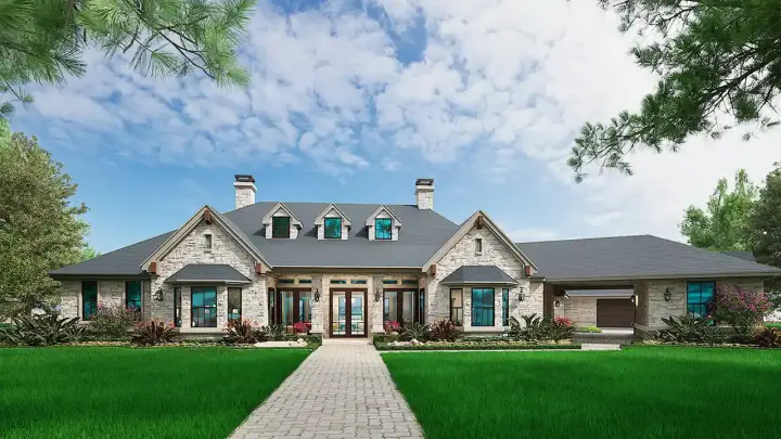Traditional house plans 63-163 - front exterior, 6,610 sq ft, 4 bed, 4 bath house plans | Monster House Plans