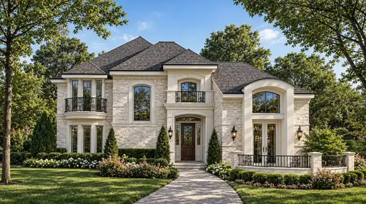 European house plans 63-171 - front exterior, 3,288 sq ft, 3 bed, 2 bath house plans | Monster House Plans
