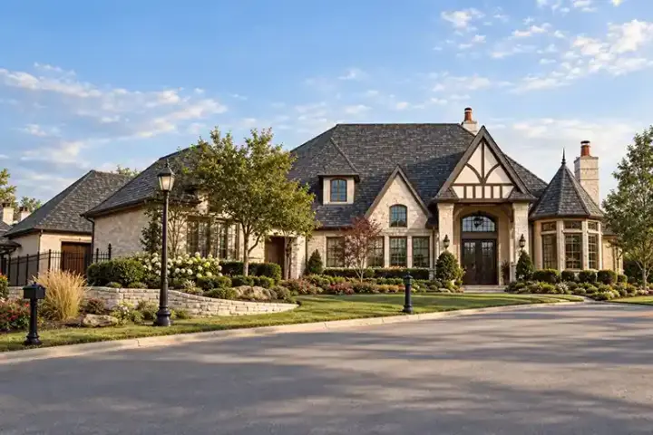 European house plans 63-180 - front exterior, 4,957 sq ft, 4 bed, 4 bath house plans | Monster House Plans