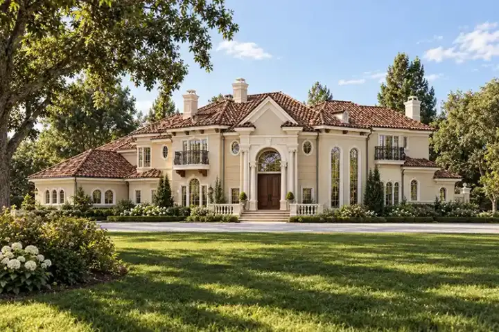 Mediterranean house plans 63-181 - front exterior, 7,199 sq ft, 4 bed, 5 bath house plans | Monster House Plans