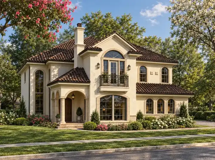 Mediterranean house plans 63-190 - front exterior, 4,285 sq ft, 3 bed, 4 bath house plans | Monster House Plans