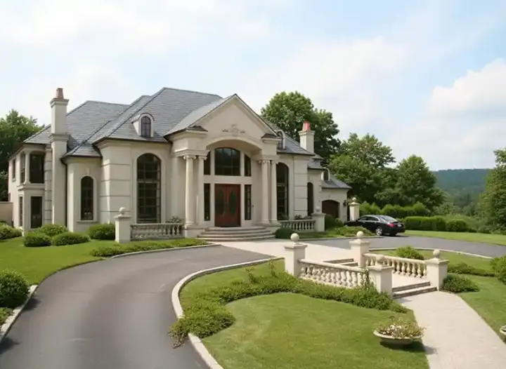 Mediterranean house plans 63-199 - front exterior, 6,024 sq ft, 4 bed, 5 bath house plans | Monster House Plans