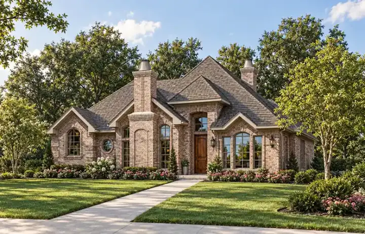 European house plans 63-200 - front exterior, 2,879 sq ft, 3 bed, 4 bath house plans | Monster House Plans