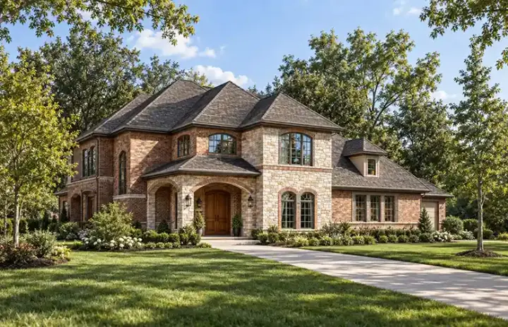 European house plans 63-205 - front exterior, 3,479 sq ft, 3 bed, 3 bath house plans | Monster House Plans