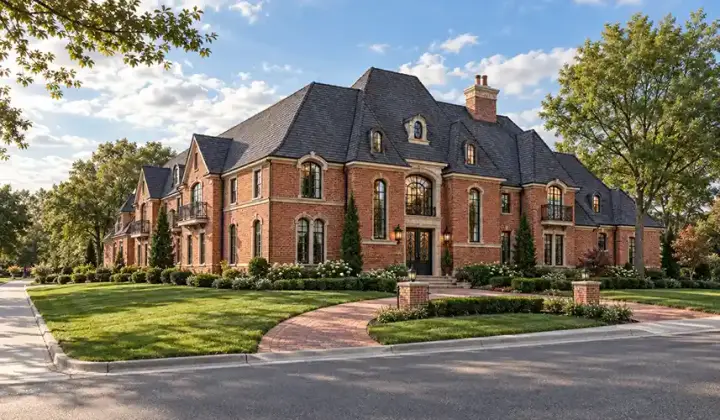 French Country house plans 63-212 - front exterior, 7,192 sq ft, 5 bed, 5 bath house plans | Monster House Plans