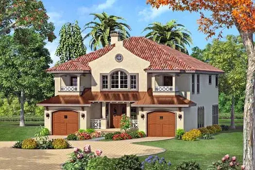 Spanish house plans 63-214 - front exterior, 3,585 sq ft, 4 bed, 4 bath house plans | Monster House Plans