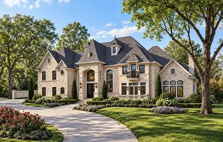 European house plans 63-219 - front exterior, 8,523 sq ft, 5 bed, 5 bath house plans | Monster House Plans
