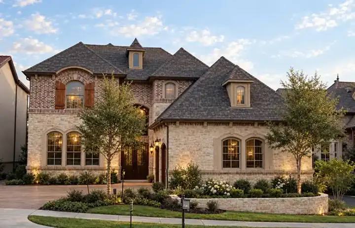 European house plans 63-220 - front exterior, 4,171 sq ft, 4 bed, 3 bath house plans | Monster House Plans