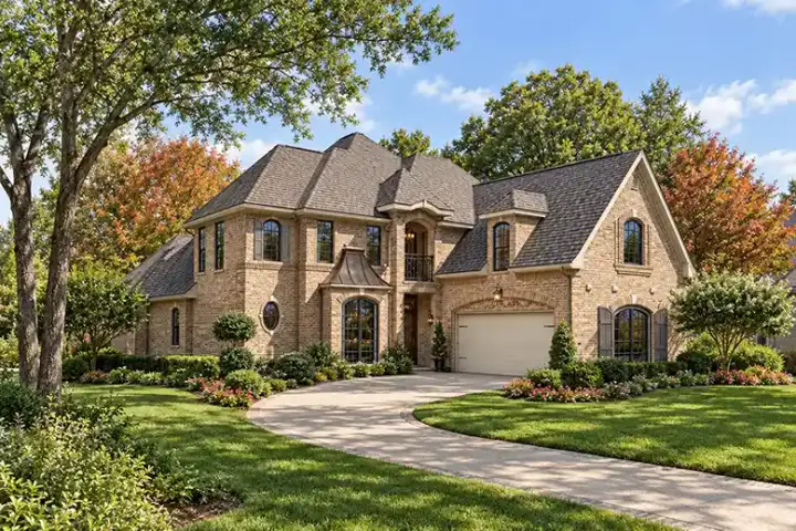 European house plans 63-222 - front exterior, 4,024 sq ft, 3 bed, 4 bath house plans | Monster House Plans
