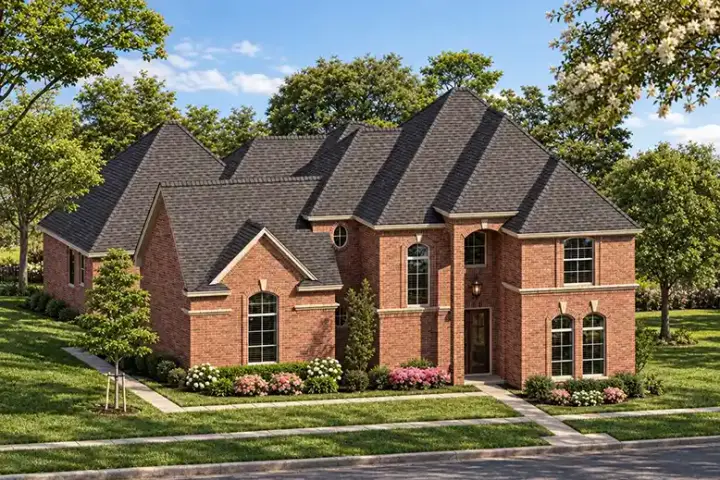 European house plans 63-223 - front exterior, 3,488 sq ft, 3 bed, 3 bath house plans | Monster House Plans