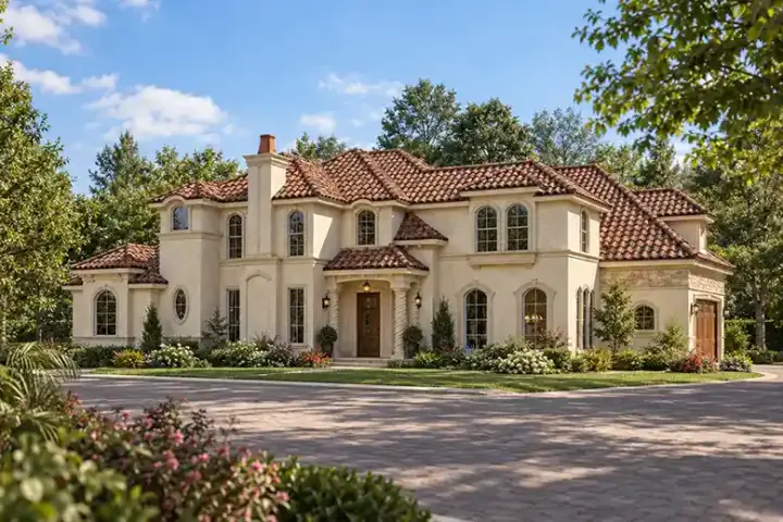 Mediterranean house plans 63-224 - front exterior, 4,173 sq ft, 4 bed, 4 bath house plans | Monster House Plans