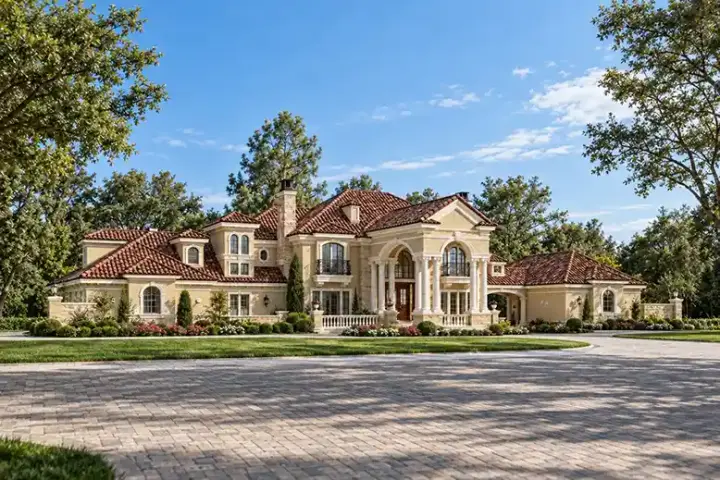 Mediterranean house plans 63-228 - front exterior, 6,969 sq ft, 5 bed, 5 bath house plans | Monster House Plans