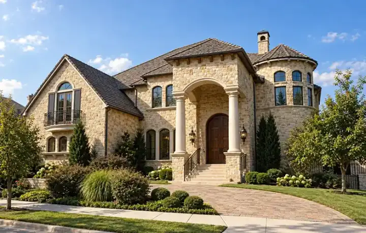 European house plans 63-251 - front exterior, 7,826 sq ft, 5 bed, 6 bath house plans | Monster House Plans