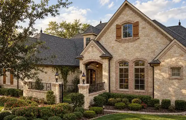 European house plans 63-256 - front exterior, 4,775 sq ft, 5 bed, 5 bath house plans | Monster House Plans
