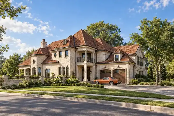Mediterranean house plans 63-260 - front exterior, 4,156 sq ft, 3 bed, 4 bath house plans | Monster House Plans
