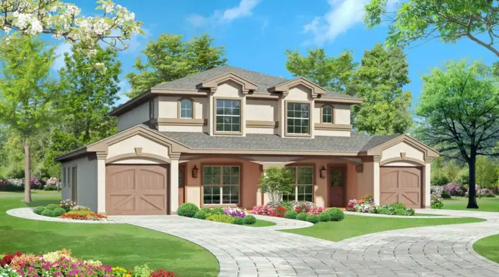 European house plans 63-261 - front exterior, 2,976 sq ft, 5 bed, 4 bath house plans | Monster House Plans