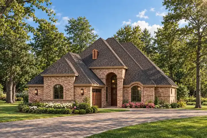 European house plans 63-267 - front exterior, 2,363 sq ft, 3 bed, 2 bath house plans | Monster House Plans