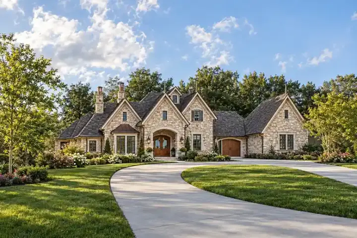 European house plans 63-270 - front exterior, 7,175 sq ft, 4 bed, 4 bath house plans | Monster House Plans