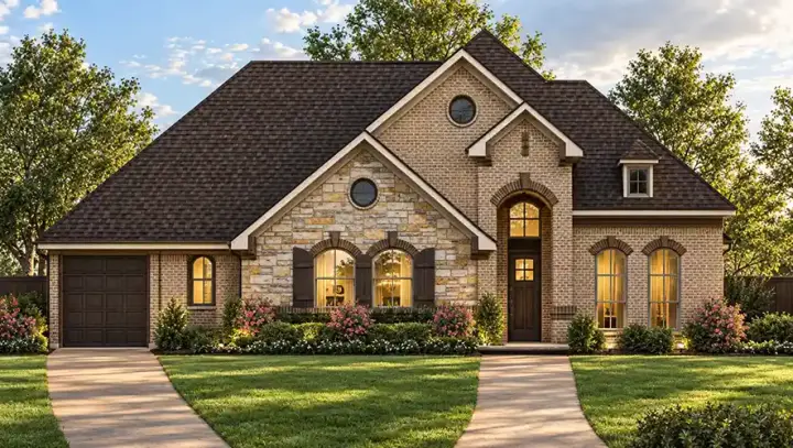 European house plans 63-282 - front exterior, 2,641 sq ft, 3 bed, 3 bath house plans | Monster House Plans