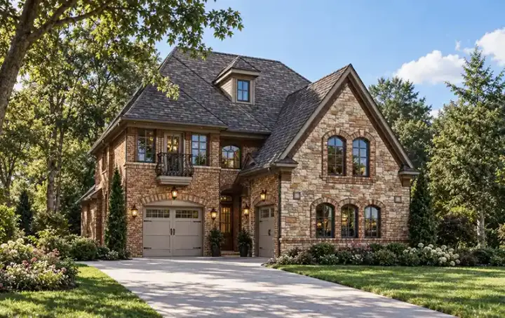 European house plans 63-283 - front exterior, 3,441 sq ft, 3 bed, 3 bath house plans | Monster House Plans