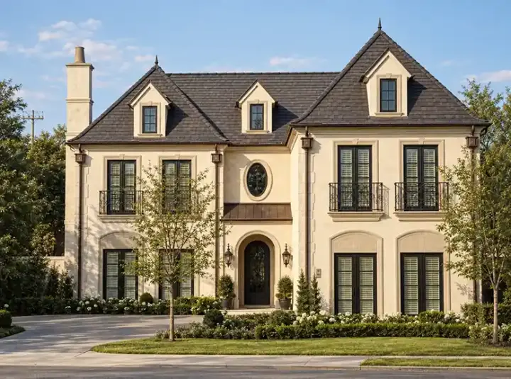 Early American house plans 63-297 - front exterior, 5,799 sq ft, 3 bed, 3 bath house plans | Monster House Plans