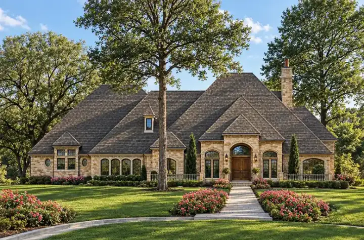 European house plans 63-298 - front exterior, 7,365 sq ft, 5 bed, 5 bath house plans | Monster House Plans