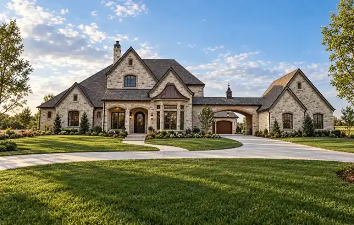 European house plans 63-305 - front exterior, 5,765 sq ft, 5 bed, 5 bath house plans | Monster House Plans