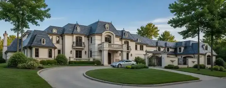 French Country house plans 63-310 - front exterior, 14,727 sq ft, 9 bed, 8 bath house plans | Monster House Plans