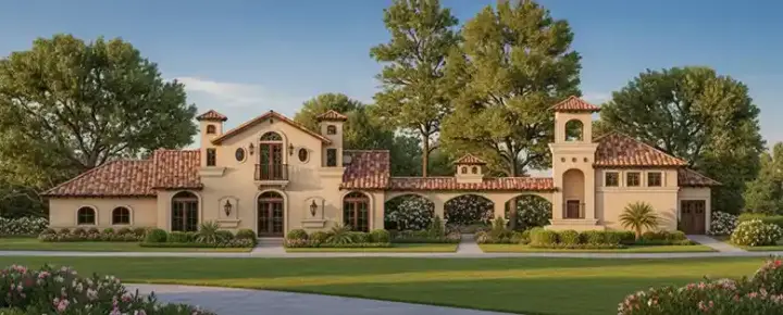 Mediterranean house plans 63-312 - front exterior, 2,502 sq ft, 4 bed, 3 bath house plans | Monster House Plans