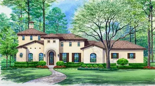 Tuscan house plans 63-315 - front exterior, 3,935 sq ft, 3 bed, 3 bath house plans | Monster House Plans