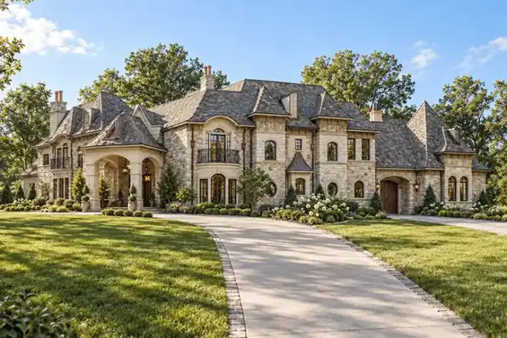European house plans 63-322 - front exterior, 8,072 sq ft, 5 bed, 5 bath house plans | Monster House Plans