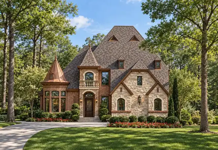English Country house plans 63-326 - front exterior, 3,930 sq ft, 4 bed, 4 bath house plans | Monster House Plans