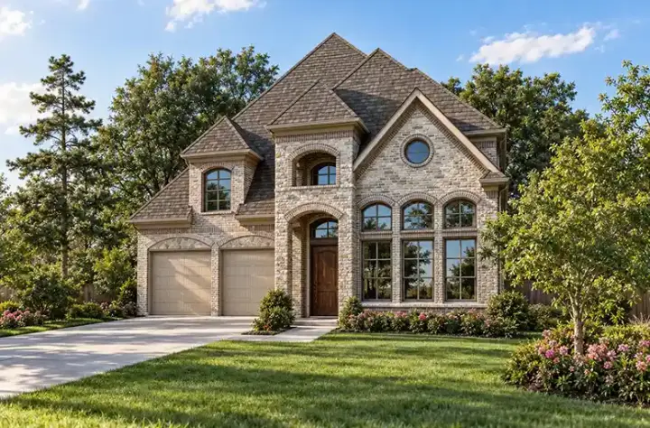 European house plans 63-331 - front exterior, 3,851 sq ft, 3 bed, 3 bath house plans | Monster House Plans