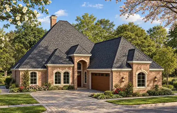 European house plans 63-333 - front exterior, 2,953 sq ft, 3 bed, 2 bath house plans | Monster House Plans