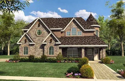 Traditional house plans 63-344 - front exterior, 6,143 sq ft, 4 bed, 3 bath house plans | Monster House Plans