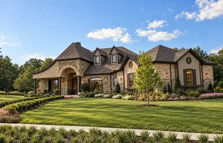 European house plans 63-353 - front exterior, 3,251 sq ft, 3 bed, 3 bath house plans | Monster House Plans