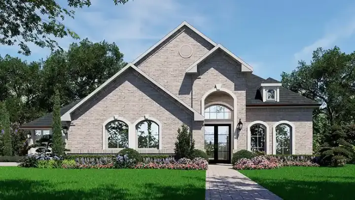 European house plans 63-354 - front exterior, 3,732 sq ft, 3 bed, 3 bath house plans | Monster House Plans