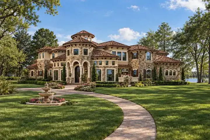 Mediterranean house plans 63-359 - front exterior, 4,328 sq ft, 4 bed, 4 bath house plans | Monster House Plans