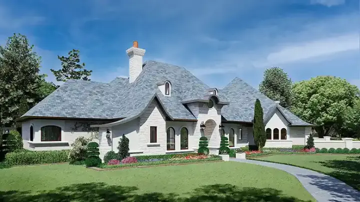 European house plans 63-368 - front exterior, 3,040 sq ft, 4 bed, 3 bath house plans | Monster House Plans