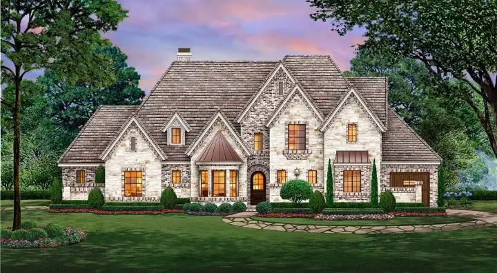European house plans 63-371 - front exterior, 3,011 sq ft, 4 bed, 3 bath house plans | Monster House Plans