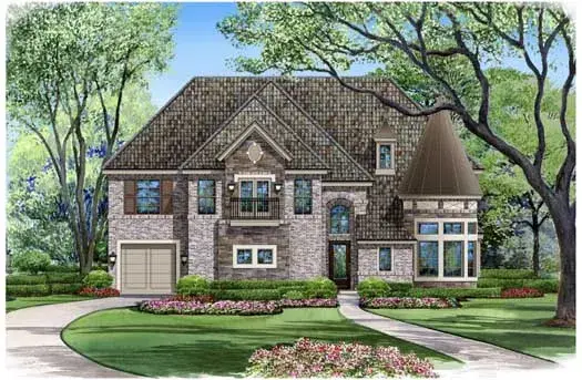 European house plans 63-374 - front exterior, 6,192 sq ft, 5 bed, 5 bath house plans | Monster House Plans