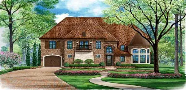 European house plans 63-375 - front exterior, 6,192 sq ft, 5 bed, 5 bath house plans | Monster House Plans