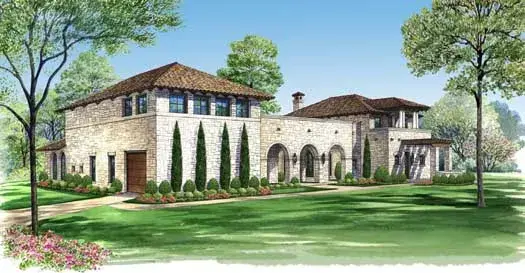 Mediterranean house plans 63-379 - front exterior, 5,646 sq ft, 4 bed, 4 bath house plans | Monster House Plans
