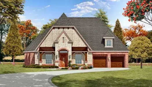 European house plans 63-409 - front exterior, 3,292 sq ft, 3 bed, 3 bath house plans | Monster House Plans