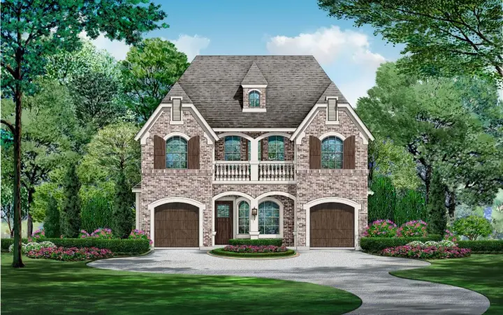 French Country house plans 63-417 - front exterior, 4,679 sq ft, 3 bed, 3 bath house plans | Monster House Plans